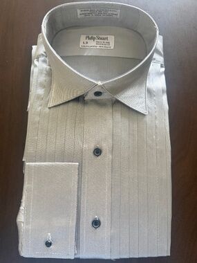 Unique Mens Gray Tuxedo Shirt, Size Large, NWT